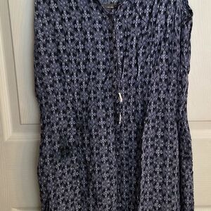 Eddie Bauer Dark Blue Patterned Dress
